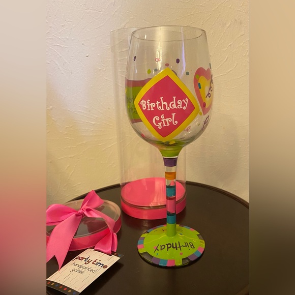 BIRTHDAY GIRL Hand Painted Goblet/Wine Glass - Picture 5 of 9
